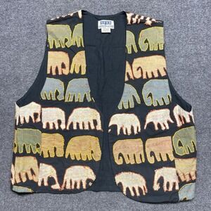 Vintage  Women's Size Large Elephant Vest Open Soho Compagnie Boho Hippie